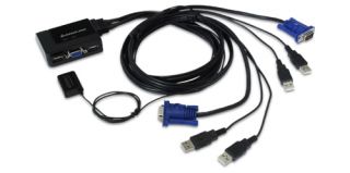 Iogear 2 Port USB KVM Switch w/ Cables and Remote   2 Ports, Video Resolution 2048 x 1536, D Sub, USB, Plug n Play Monitor Support   GCS22U