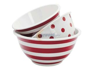 Anchor Hocking 92184 3 Pc. Decorated Melamine Mixing Bowl Set Red