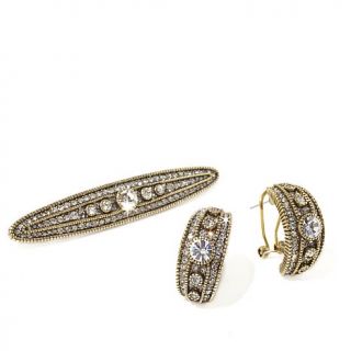 Heidi Daus "Smart and Chic" Crystal Pin and Earrings Set   7901280
