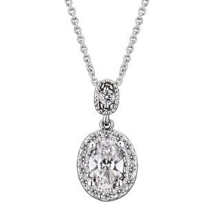 COLLETTE Z Cubic Zirconia (.925) Sterling Silver Oval Pendant