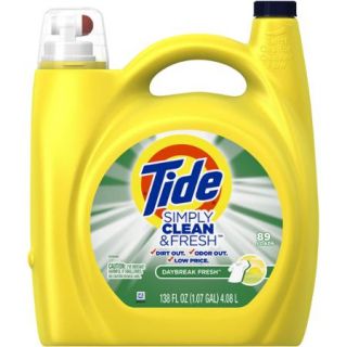 Tide Simply Clean & Fresh HE Liquid Laundry Detergent, Daybreak Fresh Scent, 89 loads, 138 oz