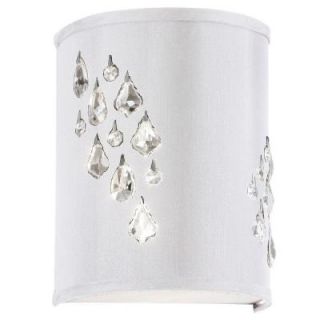 Radionic Hi Tech Rhiannon 2 Light Polished Chrome Left Hand Facing Sconce with Crystal Accents and White Baroness Fabric RHI 8L 2W 693