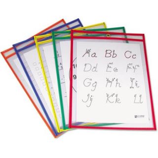 C Line Reusable Dry Erase Pockets, 9" x 12", Assorted Primary Colors
