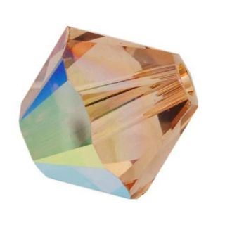 Swarovski Crystal, #5328 Bicone Beads 6mm, 20 Pieces, Lt. Colorado Topaz AB
