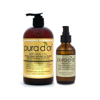 Pura dor Premium Organic Anti Hair Loss Shampoo and Argan Oil Set