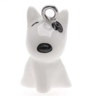 Hand Painted 3 D Seated Bull Terrier Puppy Dog Charm Lightweight 20mm (1)