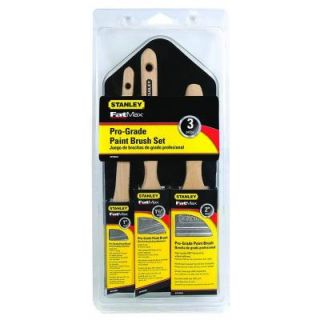 Stanley 1 in. Rattail, 1 1/2 in. Long Angle Sash, 2 in. Beavertail Flat Paint Brush Set (3 Pack) BPST02574