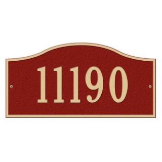 Whitehall Products Rolling Hills Rectangular Red/Gold Grande Wall One Line Address Plaque 1119RG