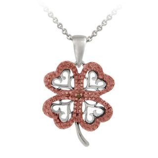 DB Designs Rose Gold over Silver Champagne Diamond Four leaf Clover