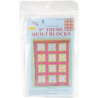 Themed Stamped White Quilt Blocks 9X9 12/Pkg Peace Signs   Home