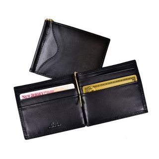 Royce® RFID Blocking Black Leather Money Clip Wallet with Outside Pocket   7995521