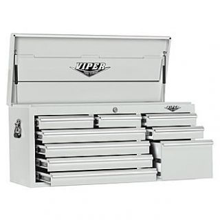 Viper Tool Storage 41 inch 9 Drawer 18G Steel Top Chest, White   Tools