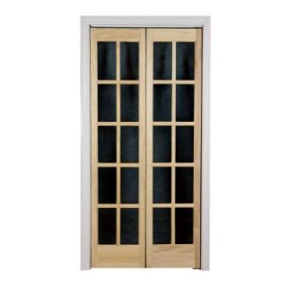 Pinecroft 36 in. x 80 in. Classic French Glass Wood Universal/Reversible Interior Bi fold Door 872530