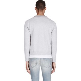 Saint Laurent Heathered Grey Zip Collar Sweater