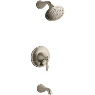 KOHLER Finial Vibrant Brushed Bronze 1 Handle Bathtub and Shower Faucet Trim Kit with Single Function Showerhead