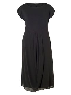 Chesca Pleat Trim Jersey/Chiffon Dress Black