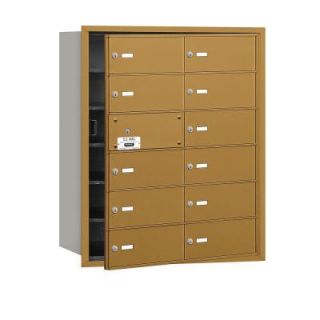 Salsbury Industries Gold USPS Access Front Loading 4B Plus Horizontal Mailbox with 12B Doors (11 Usable) 3612GFU