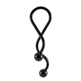 14 Gauge Anodized Stainless Steel Belly Button Navel Twister Ring, BLACK