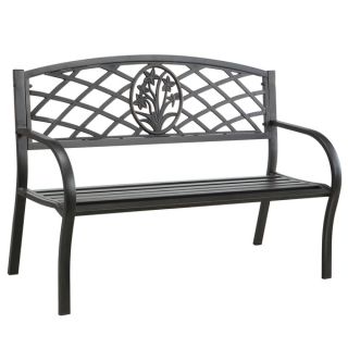 Furniture of America Flints Black Iron Outdoor Garden Bench