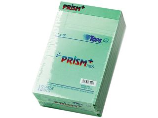 TOPS 63090 Prism Plus Colored Jr. Legal Pads, 5 x 8, Green, 50 Sheet Pads, 12/Pack