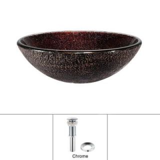 KRAUS Glass Vessel Sink with Pop Up Drain in Callisto and Mounting Ring in Chrome GV 570 CH