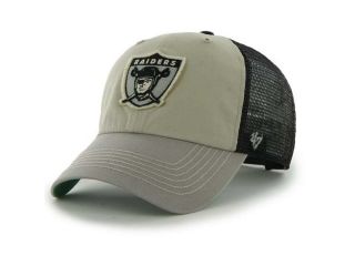 Oakland Raiders 47 Brand Beige Black Mesh McNally Clean Up Snapback Hat Cap