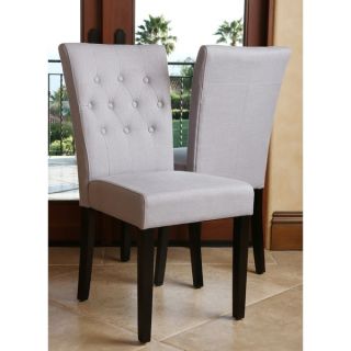 ABBYSON LIVING Chloe Tufted Linen Steel Blue Dining Chair (Set of 2