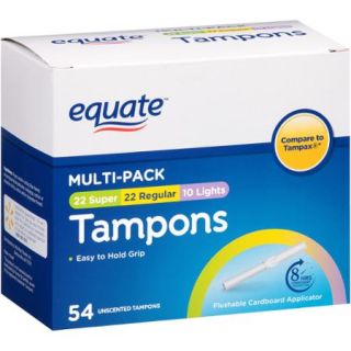 Equate Assorted Absorbency Unscented Tampons, 54 count