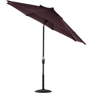 Home Decorators Collection 11 ft. Auto Tilt Patio Umbrella in Fife Plum Sunbrella with Black Frame 1549730370