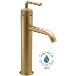 KOHLER Purist Tall 1 Hole Single Handle Low Arc Bathroom Vessel Sink Faucet in Vibrant Modern Brushed Gold K 14404 4A BGD