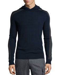 Michael Kors Colorblock Hooded Pullover Sweater, Navy