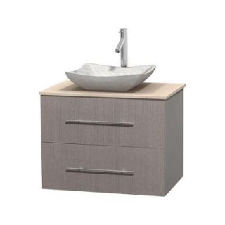 Wyndham Collection Centra 30 in. Vanity in Gray Oak with Marble Vanity Top in Ivory and Carrara Sink WCVW00930SGOIVGS3MXX