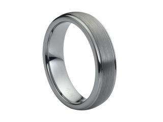 Tungsten Carbide Brushed Center Stepped Edge 6mm Wedding Band Ring