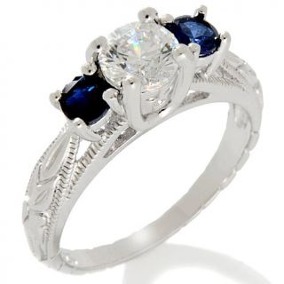 Absolute Faux Sapphire Diamond 3 Stone Ring   1.03ct