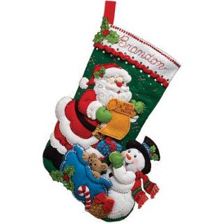 Bucilla Santa's List Stocking Felt Applique Kit, 18" Long