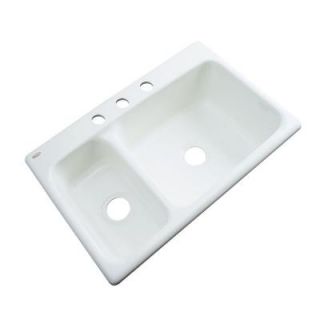 Thermocast Wyndham Drop In Acrylic 33 in. 3 Hole Double Bowl Kitchen Sink in White 42300