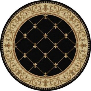 Tayse Rugs Sensation Black 5 ft. 3 in. x 5 ft. 3 in. Round Traditional Area Rug 4883  Black  6' Round