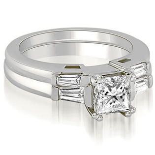 AMCOR 0.80 Cttw Princess  and Baguette Cut 14K White Gold Diamond