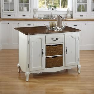 Home Styles  Oak and Rubbed White French Countryside Kitchen Island