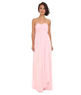 Donna Morgan Lily Long Gown w/ Cascade Front Blush