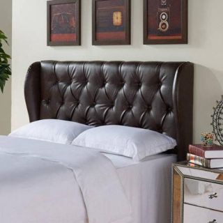 Better Homes and Gardens Scalloped Wingback Tufted Upholstered Headboard King/Cal King Brown Bonded Leather