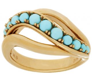 14K Gold Sleeping Beauty Turquoise Bead Ring —