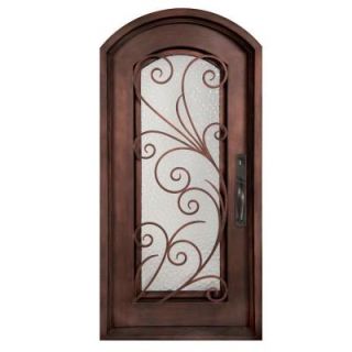 Iron Doors Unlimited 40 in. x 82 in. Flusso Classic Full Lite Painted Bronze Decorative Wrought Iron Prehung Front Door IF4082LEHW
