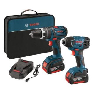 Bosch 18 Volt Lithium Ion Cordless 1/2 in. Compact Tough Hammer Drill Driver and 1/4 in. Impact Driver Kit (2 Tool) CLPK237 181