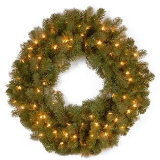 National Tree Company 84 Wintry Pine Wreath with Clear Lights