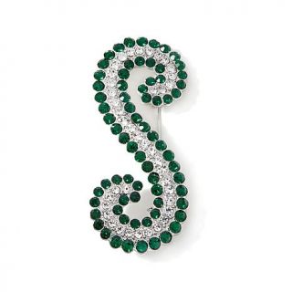 Rita Hayworth Collection S Shaped Simulated Emerald and Clear Crystal Silverton   7729361