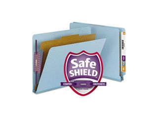Smead 26881 Pressboard End Tab Classification Folders, Letter, Two Sections, Blue, 10/Box
