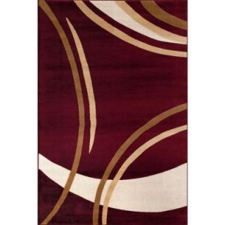 World Rug Gallery Contemporary Modern Wavy Circles Burgundy 3 ft. 3 in. x 5 ft. Indoor Area Rug 107 Burgundy 3'3" x 5'