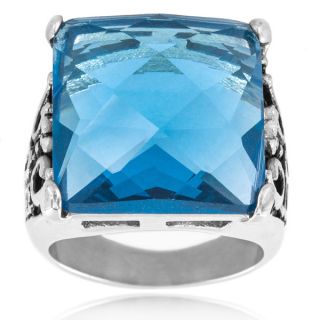 West Coast Jewelry Stainless Steel Square Faceted Blue Resin