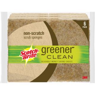 Scotch Brite Greener Clean Natural Fiber Scrub Sponges, 6 pack